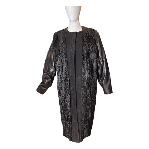 VINTAGE 80s' LOUIS-GUY GIROUX SUEDE/LEATHER/ASTRAKHAN FUR VEST & COAT (SZ 12) - Picture 12 of 16